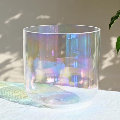 コズミックライトクリスタルシンギングボウル(スエードマレット&Oリング付き)ヨガ瞑想サウンドヒーリング用アルケミーサウドボウル(A note,6 inch)