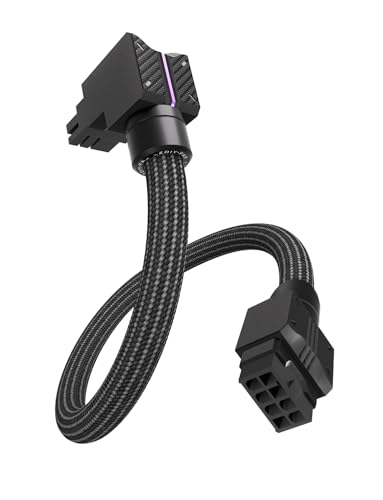 EZDIY-FAB UNIFAS 8�s�� PC�p�X���[�u�P�[�u�� 16AWG GPU �d�������P�[�u�� 90�x�p�x �W���^�C�v ��̌^�f���A���`���[�u �z���X�b�L�� ARGB 5V 3�s�� �����Ή� - �u���b�N