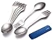Avery Barn 6pc All-in-One Camping Utensils Cutlery Set - Spork Stainless Steel - Survival Gear Supplies for Backpacking Hiking Compact Mess Kit - 3-in-1 Fork Knife Spoon with Travel Case
