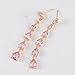 Pink CZ Linear Earrings for Women Sterling Silver Teardrop Cubic Zirconia Crystal Simulated Diamond Rhinestone Long Bridal Dangle Drop Post Earrings Wedding Prom Party Bride Bridesmaids