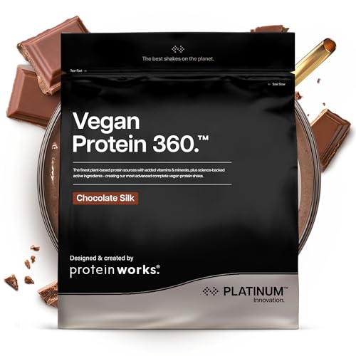 Protein Works | Vegan Protein 360 – PLATINUM Innovation, Polvere Proteica Vegan Premium, Shake Proteico Vegetale, Vitamine & Minerali Essenziali, Basso Zucchero, Cioccolato Morbido, 28 Porzioni, 1kg