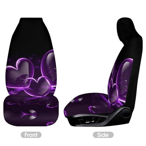 Protection de siège auto élastique imprimée cœurs violets