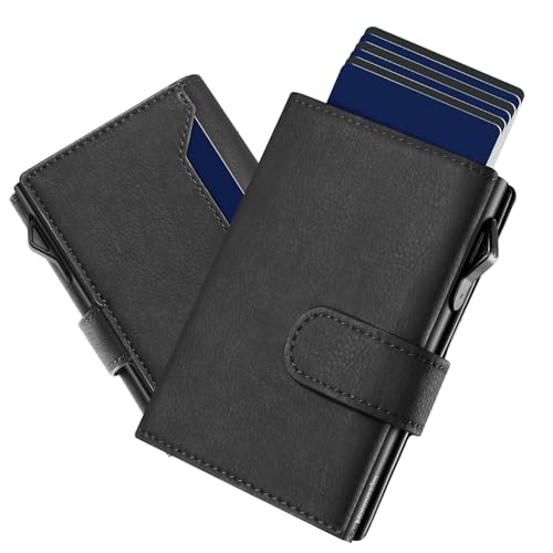 Manmaxim Cartera Delgada para Hombre con Compartimento para Monedas, Cartera RFID, Cartera Inteligente para Hombre, Tarjetero para más de 10 Tarjetas, Carteras para Hombres (Negro)