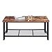 Vinext Industrial Coffee Table with Storage Shelf, Vintage Wooden Board with Stable Metal Frame, Wood Look Furniture with Rustic Coffee Table for Living Room, Retro Brown