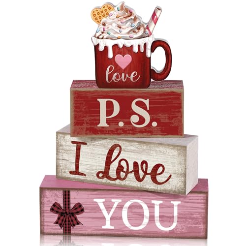 Lineshading 4 Pcs Valentine's Day Table Decoration Wooden Ice Cream