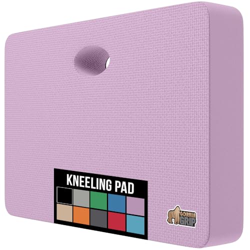 GORILLA GRIP Extra Thick Patent Pending Garden Kneeling Pad, 17.5 x 11 Inch Supportive Soft Foam Knee Cushioning for Gardening, Water Resistant, Bathing Baby Working Supplies, Lightweight, Purple