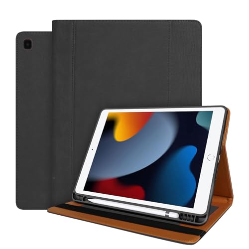 World biz Leather Case for iPad 10.2 Case, Fit iPad 9th Generation/iPad 8th Generation (2020)/7th Generation (2019), Premium Leather Cover with Pocket & Pencil Holder, Auto Sleep/Wake, Black