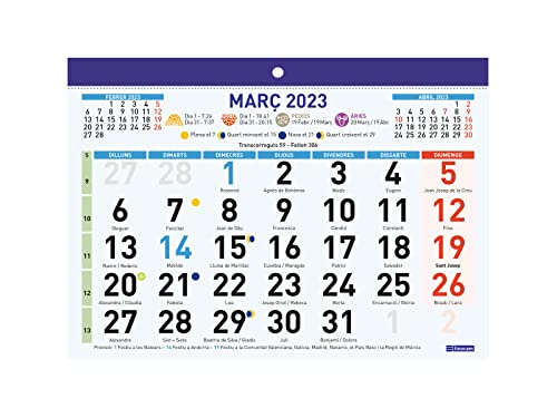 Finocam - Faldilla Calendar 2023 Large Numbers January 2023 - December 2023 (12 months) Catalan, multicoloured, F92 - 210x150 mm - Image 2