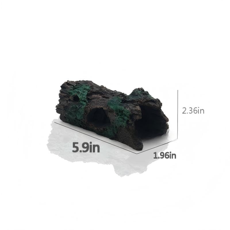 Decoración de Flotador de Acuario con Musgo, Corteza de simulación de Paisaje de pecera, decoración de Acuario, Cueva de Caja de alimentación, Refugio para Peces y camarones 5.9x2.36x1.96 Pulgadas