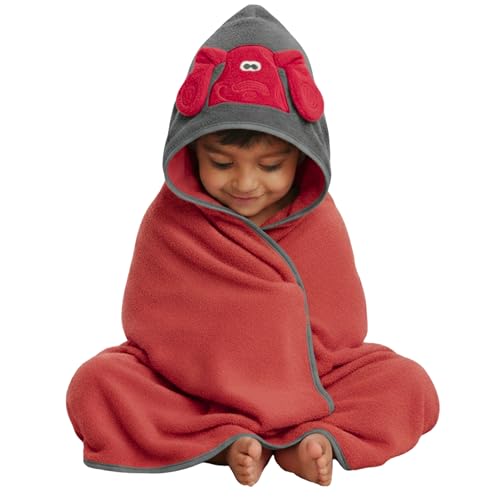 Image of Ultra-Soft Baby Hooded Towel - Coral Velvet Wrap Your Little One in Softness and Joy, Hypoallergenic & Super Absorbent Bath Wrap for Newborns & Toddlers | Cute Animal Design (0-5 Years)(Vibrant red)