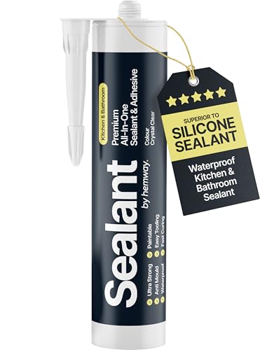 Image of Hemway Crystal Clear Kitchen & Bathroom Sealant & Adhesive - 300ml 1 Pack | Hybrid Polymer, Superior to Silicone Caulk Sealant, Waterproof, Odorless, Paintable, Ideal for Around Bathtub Shower Kitchen