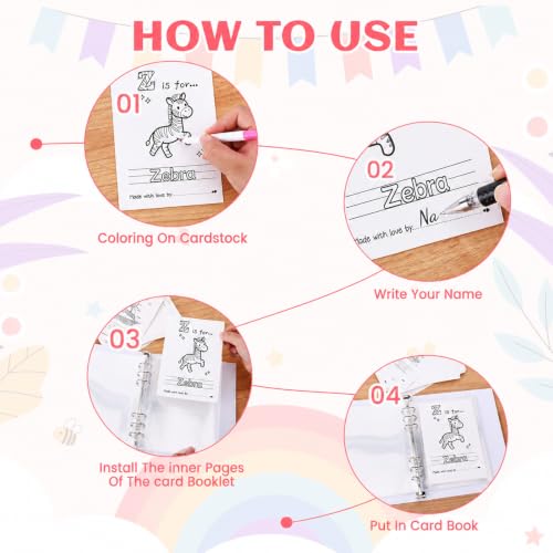 28 Pcs Baby First ABC Book Baby Shower Activity Keepsake Game, ABC Coloring Guest Book Alphabet 26 Alphabet A to Z Coloring Card, Interactive Guest Sign-in Memory Game for Celebration (Style C) - Image 3