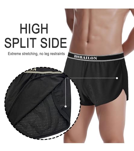 ZONBAILON Men's Sexy Large Split Side Boxer Shorts Fit Casual Running Boxers Mesh Breathable Underwears Athletic Trunks3