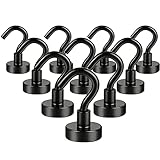 DIYMAG Black Magnetic Hooks, Strong Rare Earth Neodymium Magnet Hooks with Nickel Coating for Cruise，Kitchen, Home, Workplace, Office and Garage etc, Pack of 10