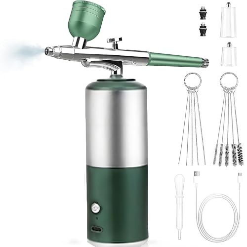 Oxygen Facial Machine,Facial Steamer Home Facial Spa with Rechargeable and Portable High Pressure,Oxygen Sprayer for Skin Rejuvenation,Green