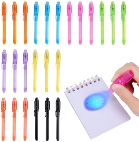 Amazon.com: QANIY 24PCS Invisible Ink Pen with UV Black Light Party ...