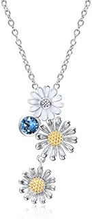 YAFEINI 925 Sterling Silver Daisy Necklace Daisy Flower Pendant Jewelry for Women Girls Gift