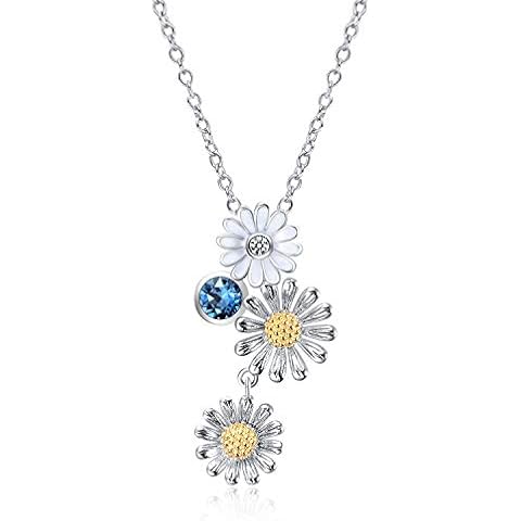 YAFEINI Daisy Necklace 925 Sterling Silver Daisy Necklace for Women Flower Pendant Jewelry for Girls Gift Cover