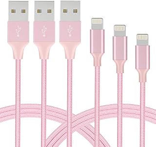 Avoalre iPhone Cable Charger [MFi Certified] 3 Pack 1/2/3M Lightning Cable Charger iPhone Compatible with iPhone 12 13 11 X 8 Plus 7 Plus 6S Plus SE2020 iPad and More - Pink
