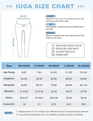 Iuga Girls Athletic Leggings With Pockets Running Yoga Pants Girl's Workout Dance Leggings Tights For Girls High Waisted Black #TOP4