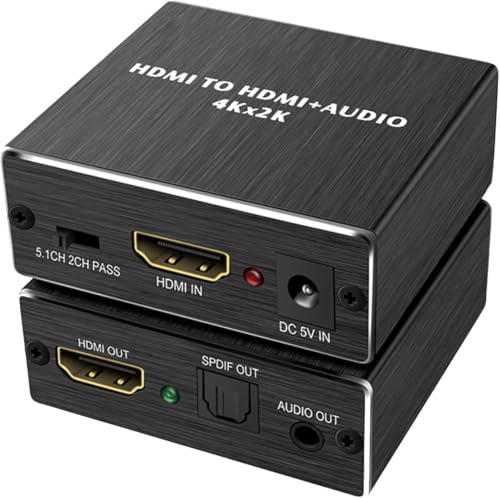Image of ETZIN 4K x 2K HDMI Audio Extractor Splitter,HDMI to HDMi Audio and Optical TOSLINK SPDIF Audio Converter Adapter with 3.5mm Stereo AudiO Splitter Adapter,Black EPL-494H