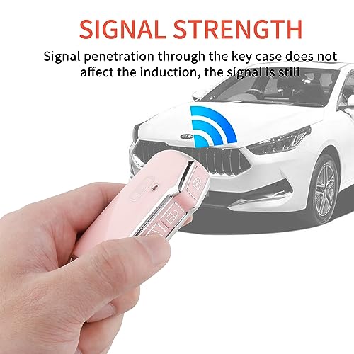 Image of Pangpai Pink Key Fob Cover for Kia, Soft TPU Key Case Protection with Bling Keychain Fit for Kia Cerato Ceed Forte NIRO Sorento Seltos Sportage Soul Telluride Remote Smart Key Protector