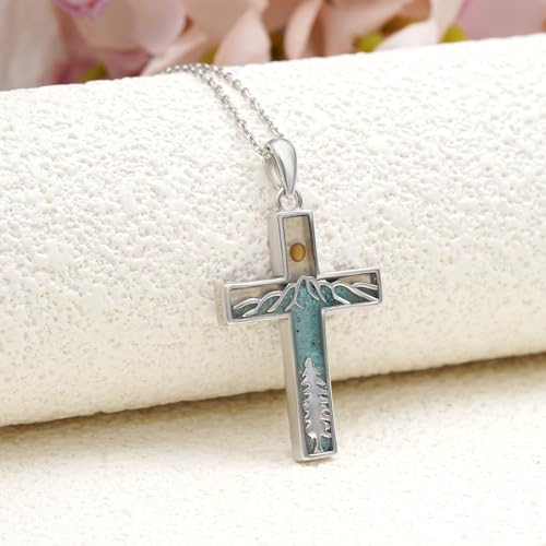 Mustard Seed Necklace 925 Sterling Silver Turquoise Cross Necklace Mustard Seed Jewelry Gifts for Women3