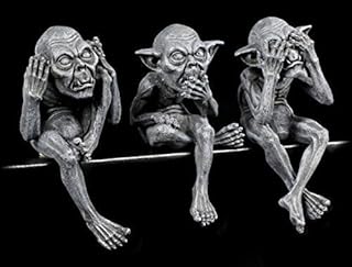 Fantasy Leprechaun Edge Stool - See Nothing, Hear Nothing, See Nothing, Set of 3 Animal Figures, Decorative Items, Hand Painted