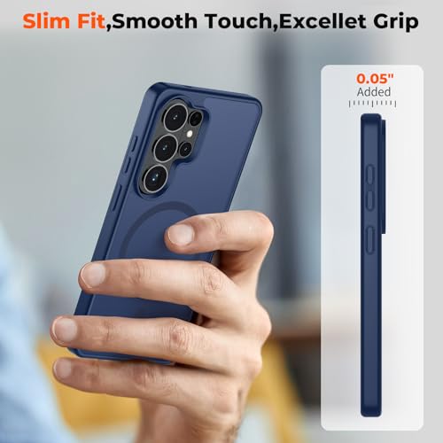Image of SUPFINE Magnetic for Samsung Galaxy S26 Ultra Case with Screen Protector, (Built-in Magnets) (Military Grade Drop Protection) Slim Translucent Shockproof Phone Case,Sapphire Blue