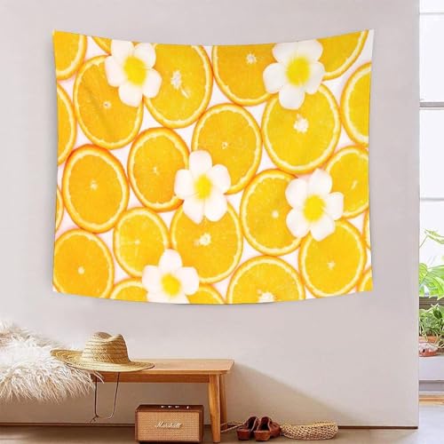 Tapisserie murale orange effet 3D MJFCoin grand format 180x230 cm