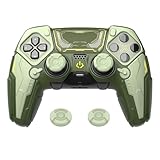 playvital for ps5 Edge Controller Silicone Cover Skin - Stellar Mecha Anti-slip Grip Protector for ps5 Edge Controller with Joystick Cap & Sticker, Shockproof Case - Army Green & Sage Green