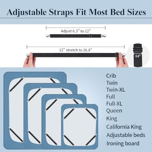 Bed Sheet Fasteners, 8 Pcs Heavy Duty Sheet Straps