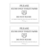 2-Pack 4x6' Bathroom Rules Sign for Air BnB & Rentals - Flush Toilet Paper Only, Do Not Flush Notice - Laminated Card with Adhesive Dots (Do not flush×2 Design 3)