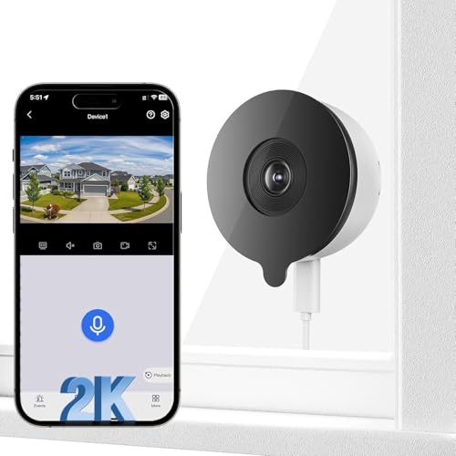 YESKAMOU 2K 3MP Fenster Überwachungskamera Innen, Innenkamera mit Farb-Nachtsicht, Blendschutz &...