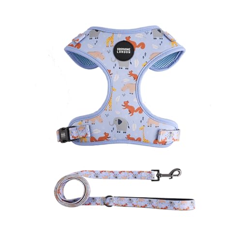 Cosyhome London, Pettorina per cani regolabile per camminare facilmente, in morbido cotone traspirante, per cani di taglia piccola e media (S, stampa animali)