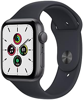 Apple Watch SE (1st generation) (GPS + Cellular, 44mm) Smart watch - Silver Aluminium Case with Abyss Blue Sport Band - Regular. Fitness & Activity Tracker, Heart Rate Monitor, Water Resistant