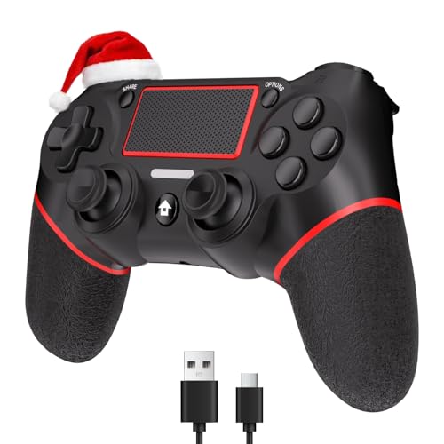 Image of SZYUYU Wireless Controller for Ps4 Romote Compatible with Ps4 /Slim /Pro /Windows PC, Controller for Ps4 with 3.5mm Audio Jack, Touch Pad,Six Axis Motion Control, Charging Cable(BLACK RED)