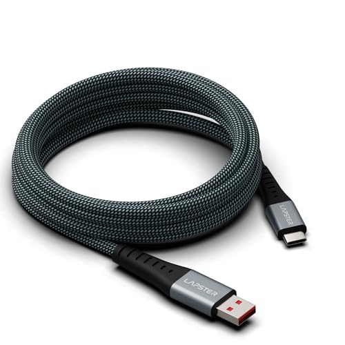 Lapster Rapidzz 3A Fast Charging 1.5m Braided Type C Cable for Smartphones, Tablets & other Type C devices, 480Mbps Data Sync, Quick Charge 3.0 (zebra)