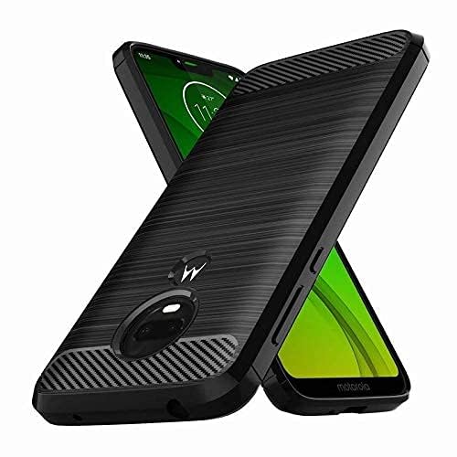 Image of Hybrid Carbon Fiber Back Case for Moto G7 Power (Black)