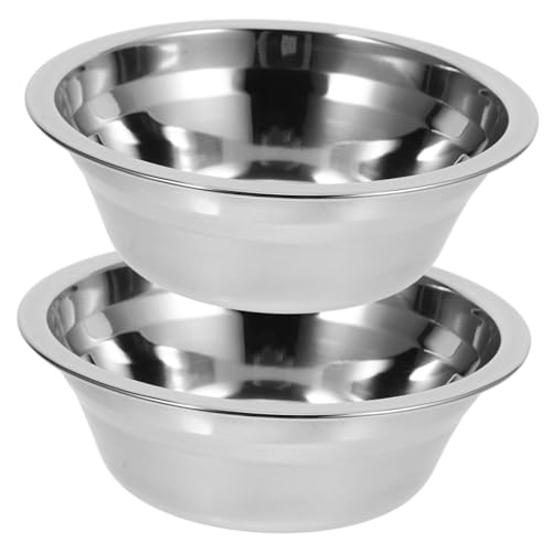 EXAOMBLE 2個 ステンレス製調理用ミキシングボウル 丸型耐久容器 大容量 食品保存対応 滑らか表面 キッチン料理 ベーキング用