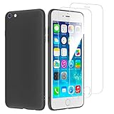 carcasa iphone 6s plus apple El juego contiene 2 protectores de pantalla de vidrio templado para iPhone 6, iPhone 6s y una funda negra para iPhone 6, iPhone 6s. Brinda la máxima protección.