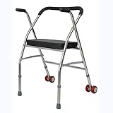 Folding Walker with 2 Wheels Rolling Walker Lightweight Walkers for Seniors and Adults Adjustable Height