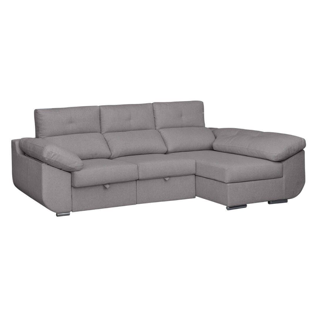 SHIITO | Modelo Avril - Sofá 3 Plazas Derecha con Chaiselongue y Asientos Deslizantes | Diseño Moderno y Sofisticado | 280 x 150 x 100 cm - Color Ceniza