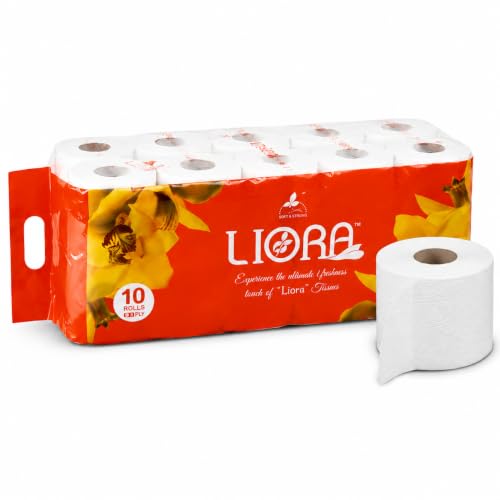 Image of Liora 3 Ply Toilet Paper Roll | 2350 Pulls (235 Pulls x 10 Rolls) | Ultra Soft & Highly Absorbent Toilet Tissue Paper | Premium Bathroom Tissue Roll for Home, Office, Hotel & Restaurant