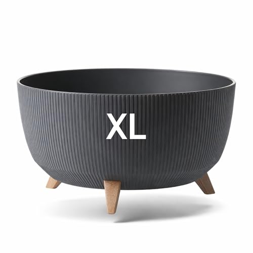 MELTOM Blumentopf Schale mit Füßen Einsatz Kräutertopf Übertopf Pflanzschale Eco Recycled (Anthrazit, XL - 47 cm)