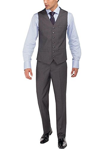 GN Luciano Men's Two Button Vested Three Piece Suit Set Tweed Modern Fit4