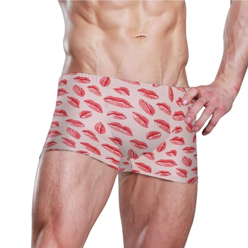 Red Lips Mens Swim Trunk Swimwear Bathing Suit Swim Brief Square Leg Board Short S B04047673