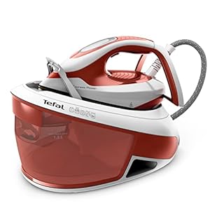 Tefal Express Power Dampfbügelstation, Kalk-Kollektor, Smart Temp-Technologie, 420 g/Min. Dampfstoß, 6, -Bar-Druck, Eco-Modus, 1,  L Wassertank, Bügeleisen mit Dampfstation, terrakotta, SV8110
