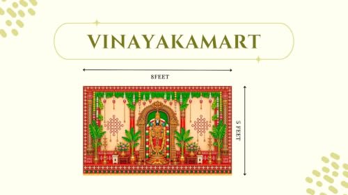 Image of Govinda Backdrop Traditional for Decoration | Lord Venkateswara Traditional South Indian Pooja Curtain Backdrop 5x8 Feet | varalakshmi Pooja Background Decoration Cloth