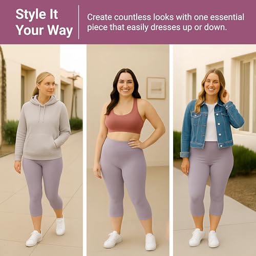 image for SATINA High Waisted Capri Leggings for Women - High Waist for Tummy Co